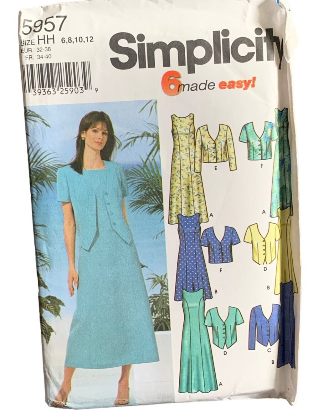Simplicity Sewing Pattern 5957 Womens Dress Jacket Sizes 6-8-10-12 Uncut